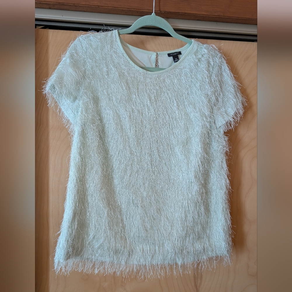Ann Taylor Mint Eyelash Fringe Blouse